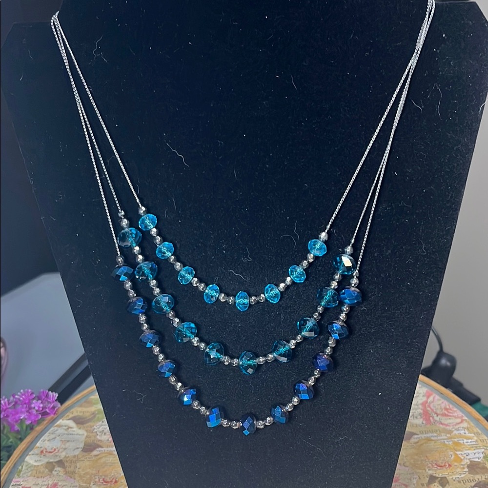 New York & Company AV Glass Blue Beaded Necklace